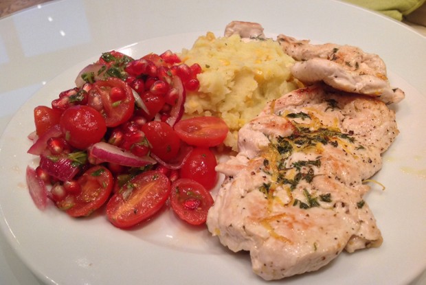 Лимонные отбивные из индейки с картофельно-кукурузным пюре