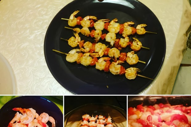 Лимонно-чесночные креветки на гриле