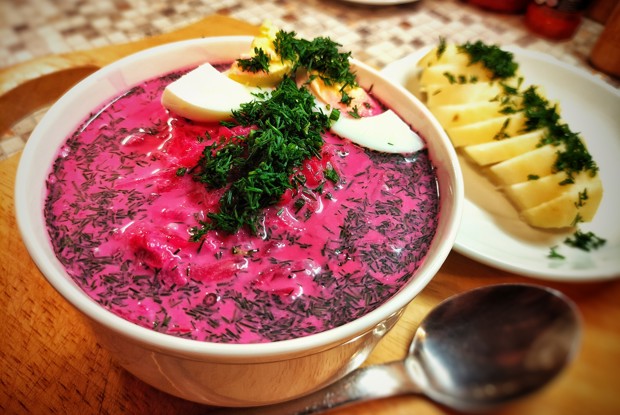 Литовский холодный борщ шальтибарщай (šaltibarščiai)