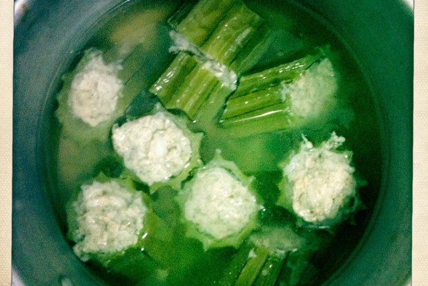 Люфа, фаршированная мясом и рисом