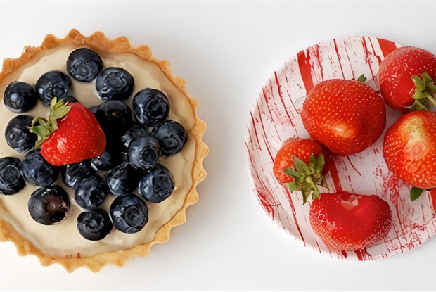 Маленькие тарты из песочного теста с творожным кремом и ягодами