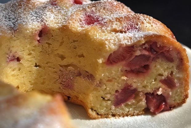 Манный пирог с клубникой