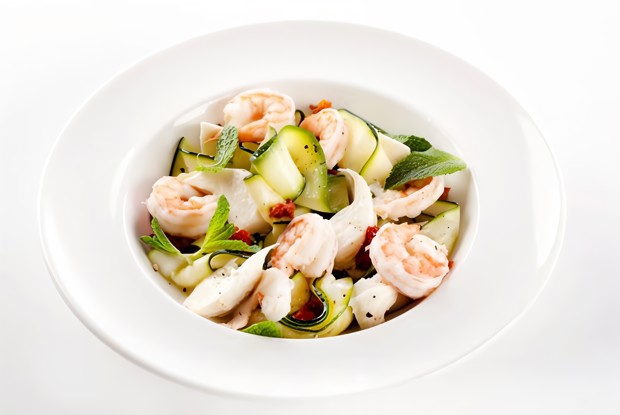 Маринованные цукини с креветками и моцареллой Unagrande