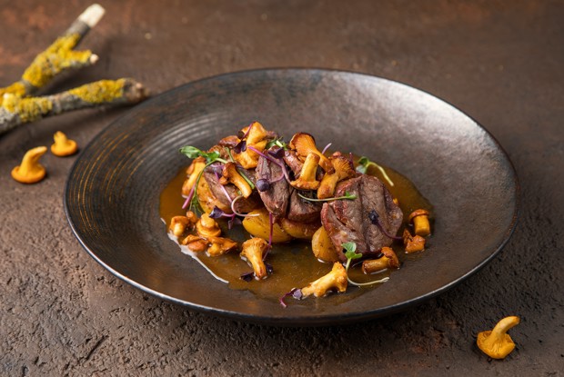 Медальоны из говядины с картофелем и лисичками