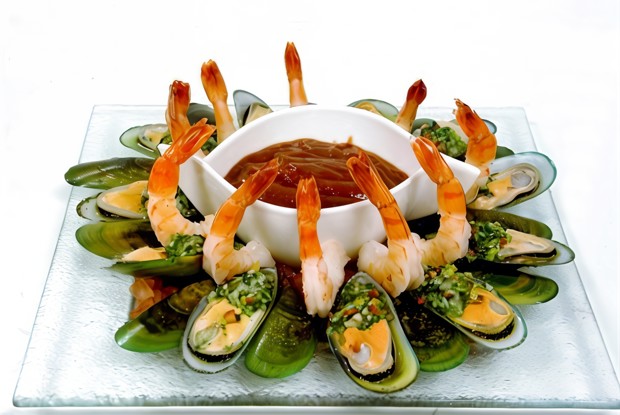 Мидии с песто на ракушках