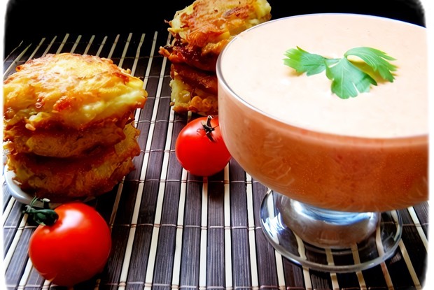 Мусс из запеченных овощей с картофельными оладьями