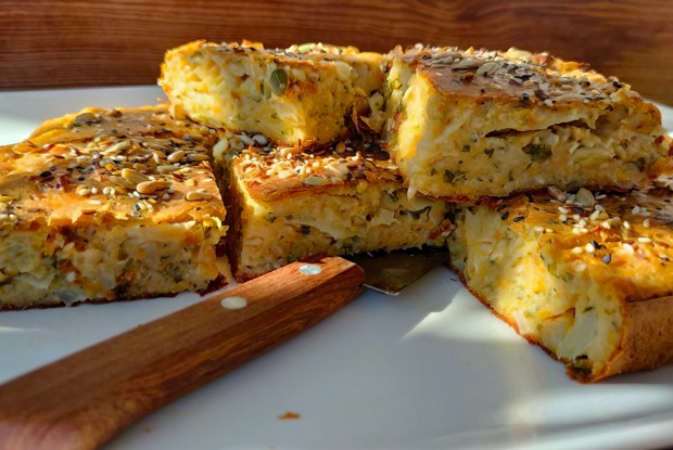 Наливной пирог с капустой