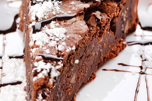 Охлажденный шоколадно-ягодный пирог с орехами пекан