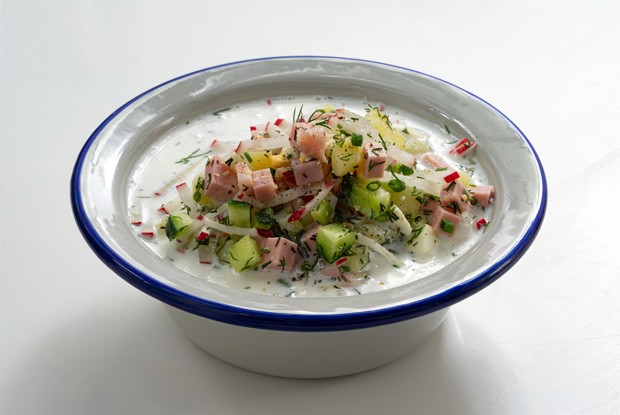 Окрошка на кефире и минералке