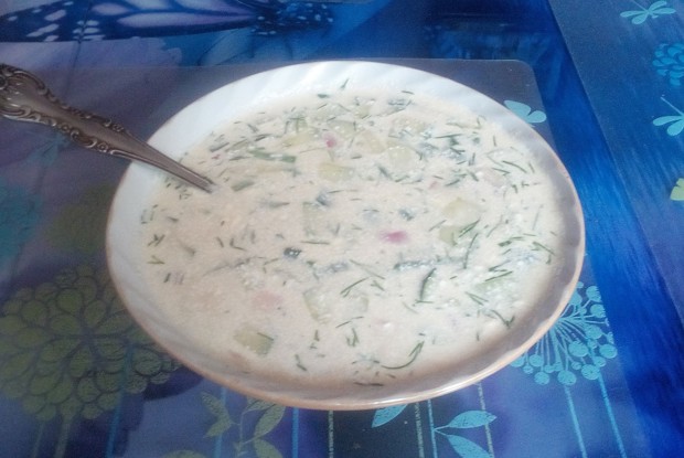 Окрошка на квасе с майонезом