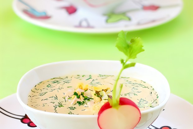 Окрошка с крабовыми палочками