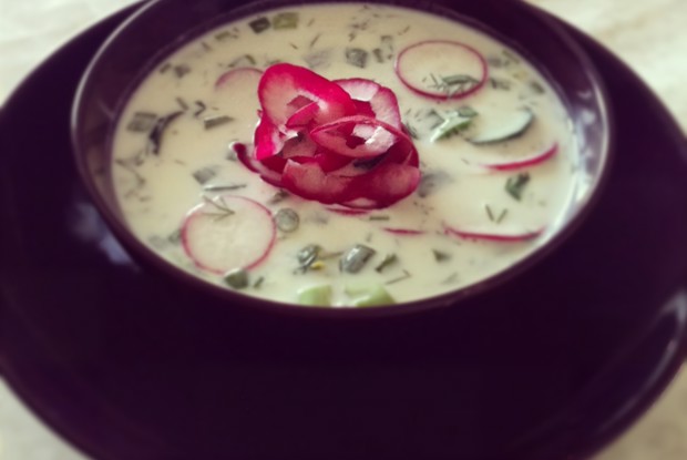 Окрошка с редисом на кефире