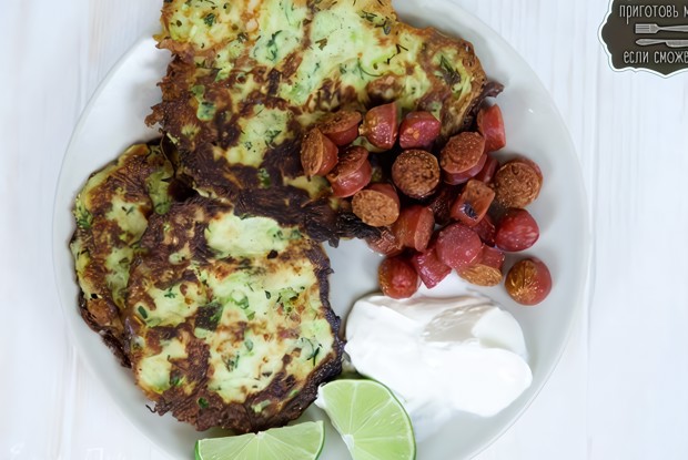 Оладьи из кабачка с адыгейским сыром