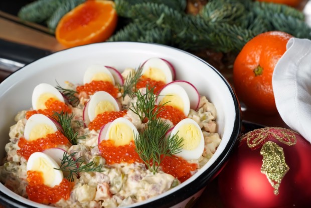 Оливье с пастрами