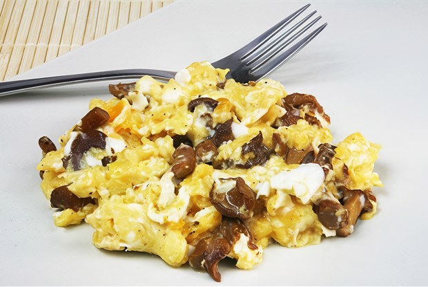 Омлет с белыми грибами, сыром грюйер и эстрагоном