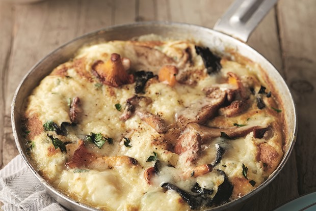 Омлет с лесными грибами и сыром грюйер