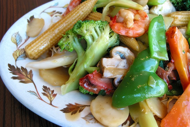 Овощи с креветками