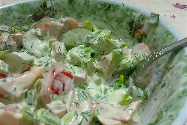 Овощной салат с ветчиной