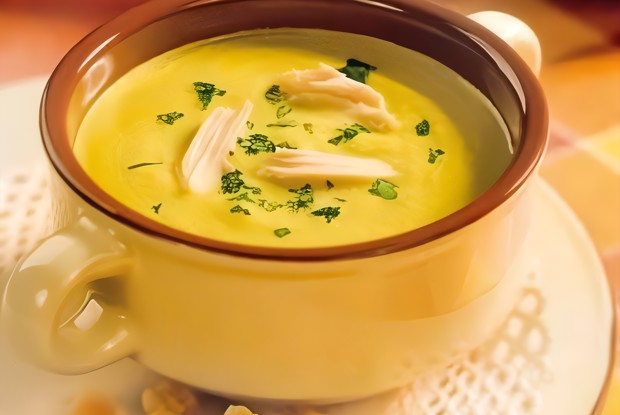 Овощной суп-пюре на курином бульоне