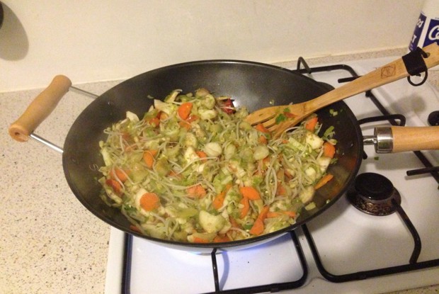 Овощи с креветками по-китайски