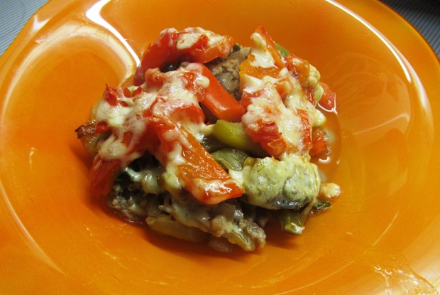 Овощная запеканка с фаршем