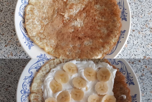 Овсяноблин с творогом и бананом