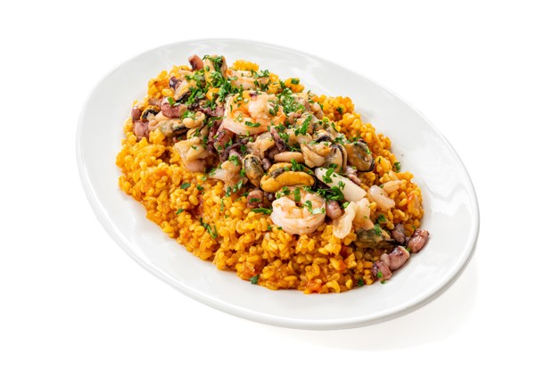 Паэлья из булгура с морепродуктами