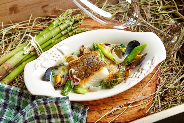 Палтус в аква пацца из ресторана Christian