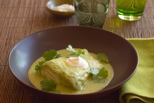 Палтус в зеленом соусе