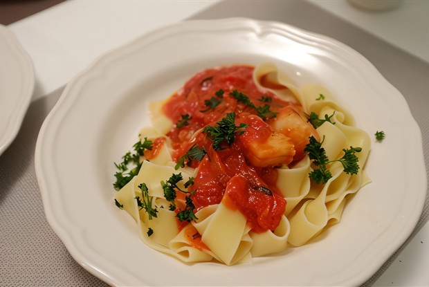 Паппарделле с гребешком