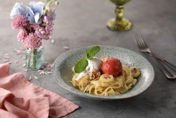 Паста феттучини с джелато