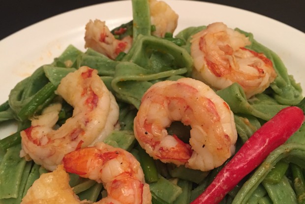 Паста с аргентинскими креветками и чили