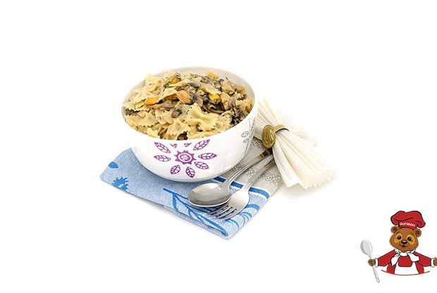 Паста с мидиями и грибами