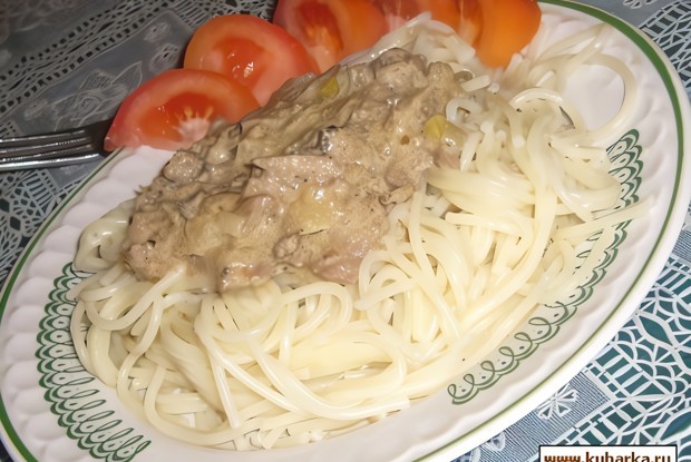 Печень куриная в сливочном соусе