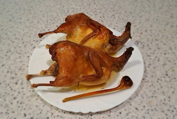 Перепела в духовке с апельсином