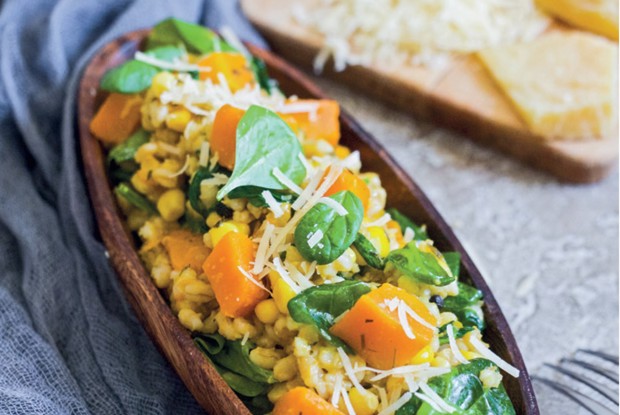 Перлотто с тыквой и кукурузой