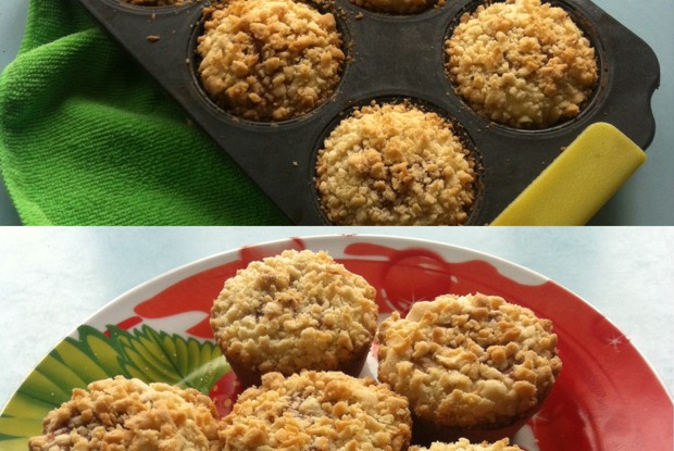 Песочный мини-пирог с творожной начинкой и вишней