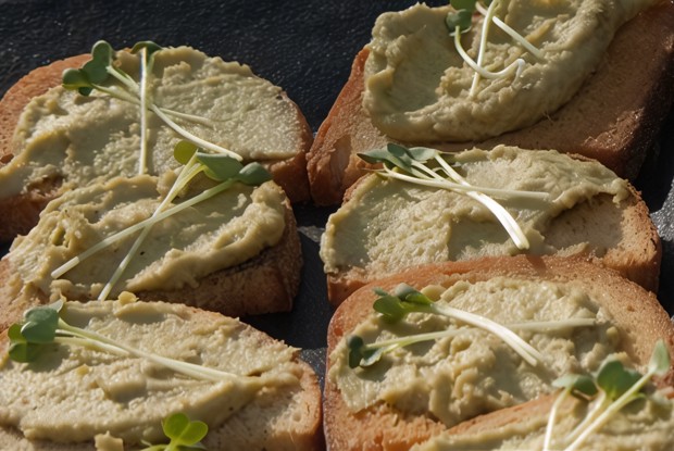 Песто из зеленого горошка и мяты с лимонной цедрой