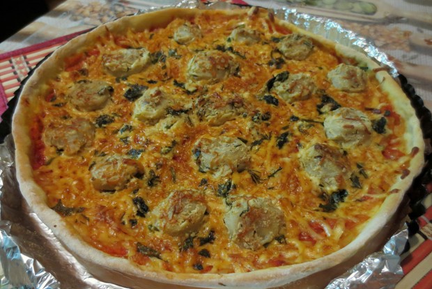 Пицца по-студенчески с пельменями