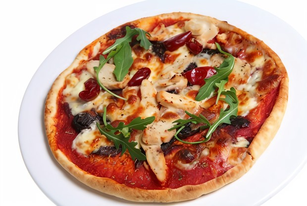 Пицца с маринованной уткой