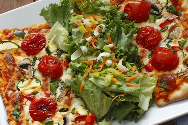 Пицца с овощами и рисом вегетарианская