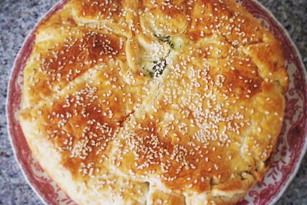 Пирог c кабачками и щавелем