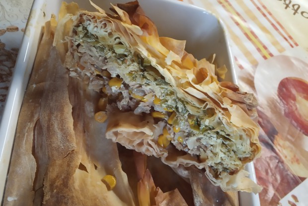 Пирог с тунцом с тестом фило