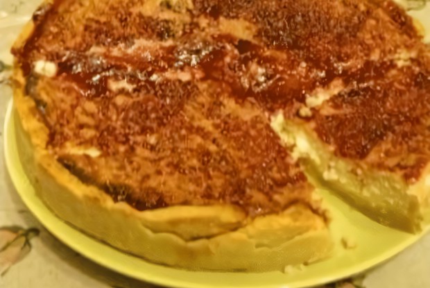 Пирог с творогом и грушей