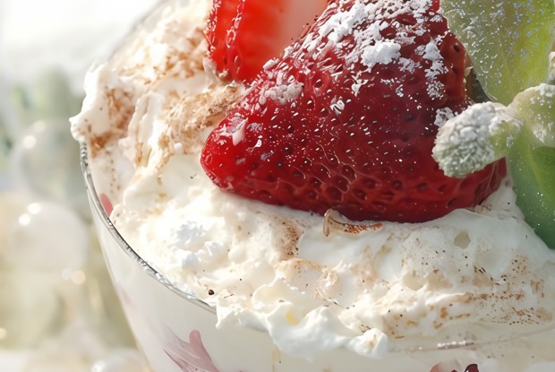 Порционные слоеные трифлы со свежей малиной и клубникой