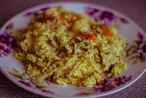 Постный грибной плов