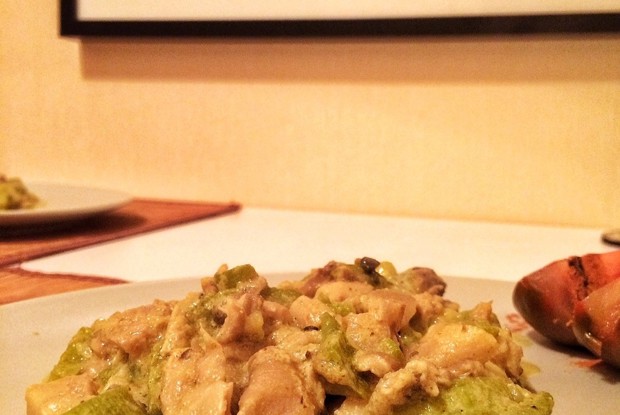 Рагу из кабачков и грибов с кефиром