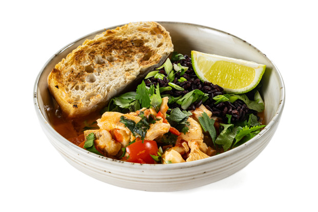 Рагу из камбалы с кокосовым молоком