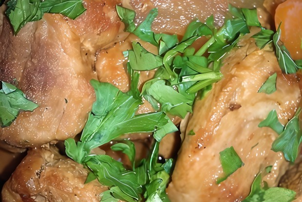 Рагу из свинины, овощей и шампиньонов