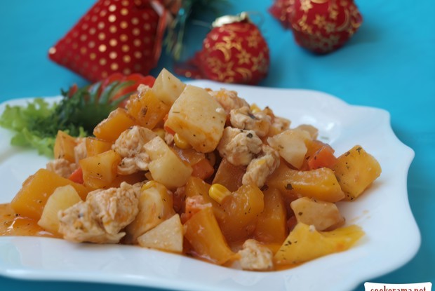 Рагу из тыквы и куриного филе